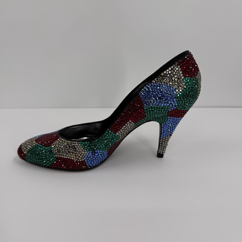 Stuart Weitzman Martinique Women's 7.5 Rhinestone Pump Multi Color Heels Leather - Picture 7 of 16